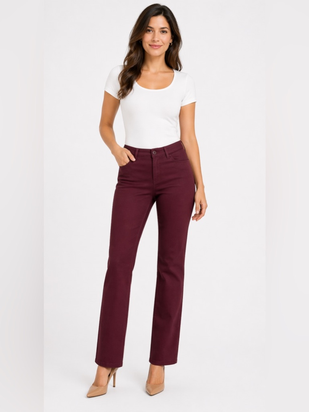 BANDOLINO AMY Size 10 Burgundy Women’s Pants Straight legs zipper closure New